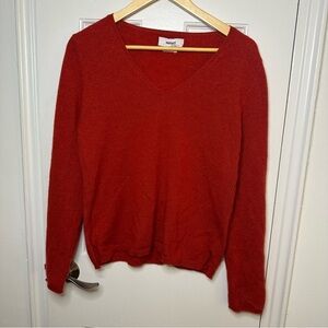 NOT SHY 100% Cashmere V Neck Sweater France Designer Old Money Orange Medium